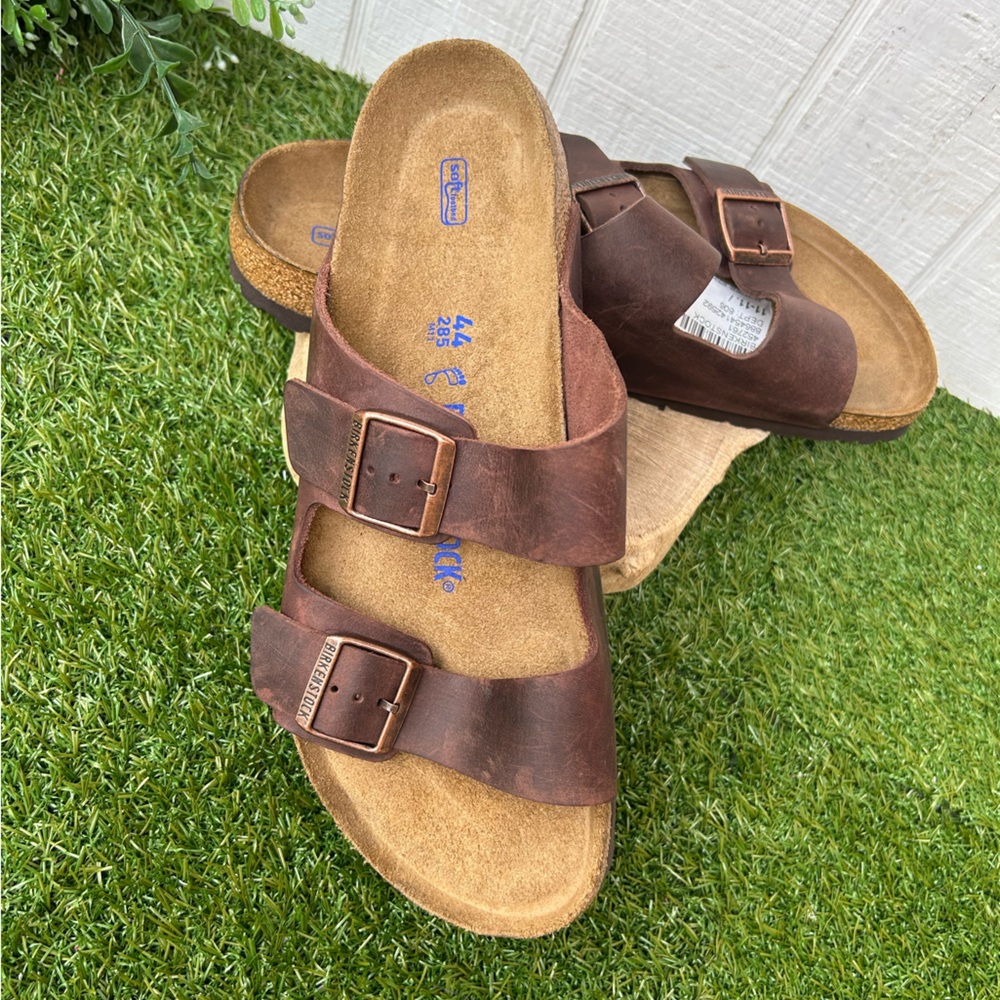 BIRKENSTOCK ARIZONA HABANA Oiled LEATHER BROWN SOFT FOOTBED SANDALS Sz 44 US11.5 - Picture 13 of 15